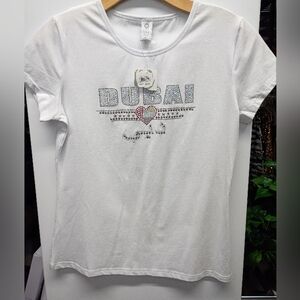 Zara White Dubai Graphic Muscle Tee